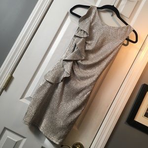 Metallic beige cocktail dress